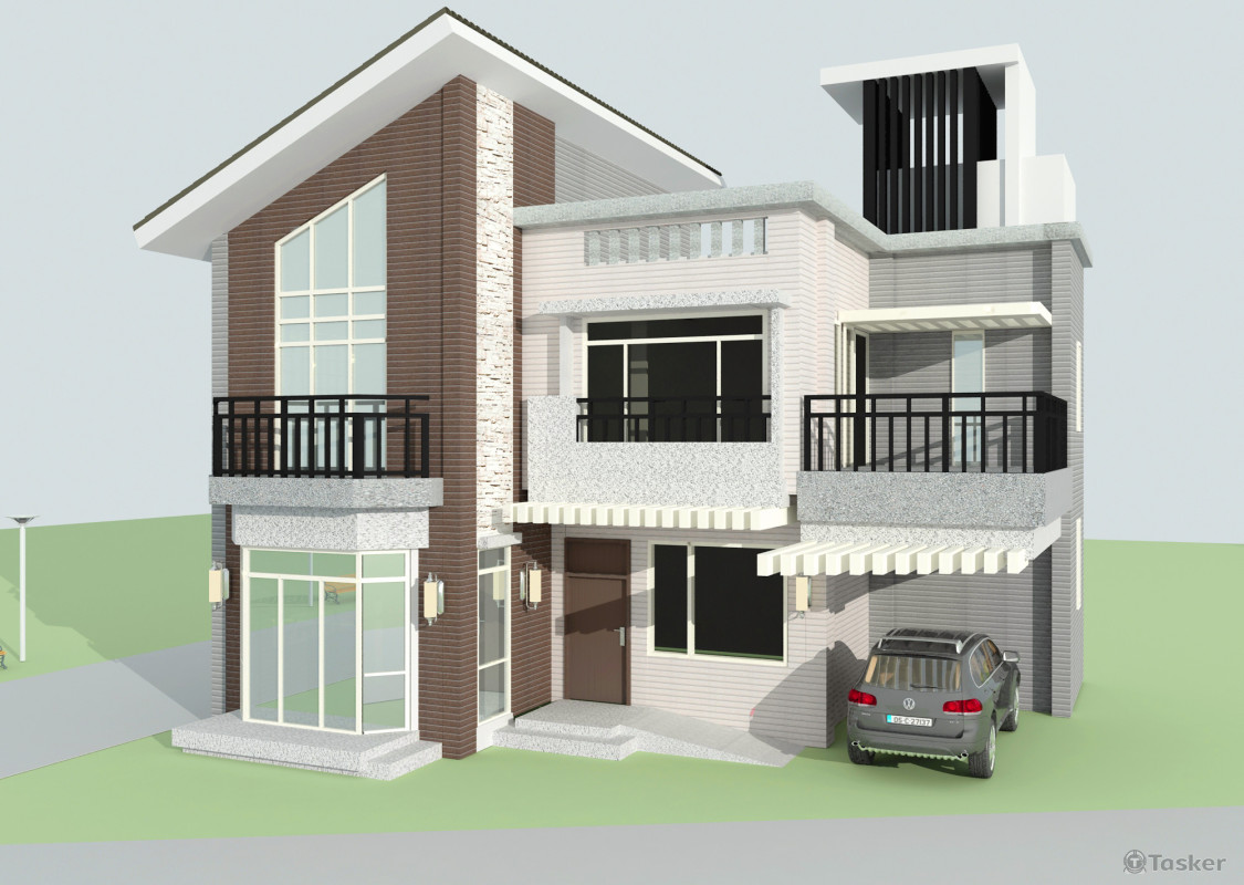 透天建案外觀 3D圖渲染