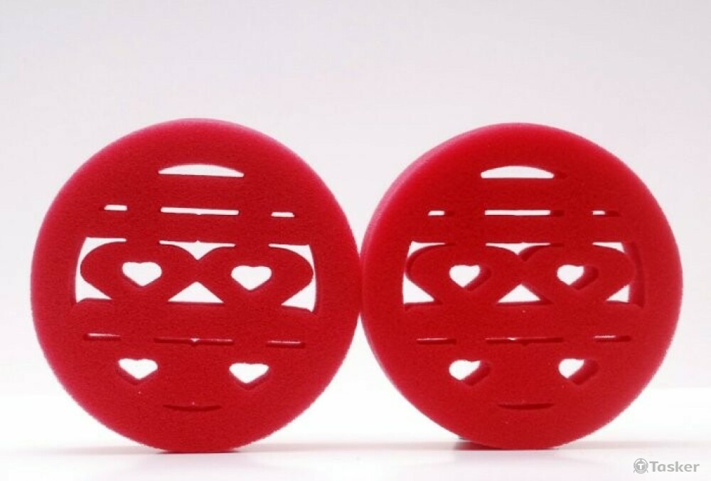 自記設計委託台灣工廠製造囍字沐浴海綿獨立包