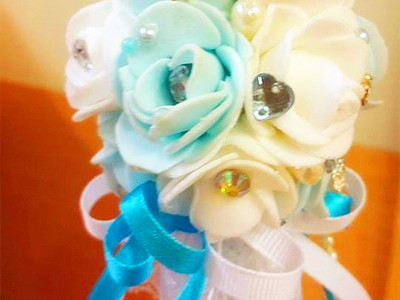 客製化要求手作大型花球Swarovski簽名筆