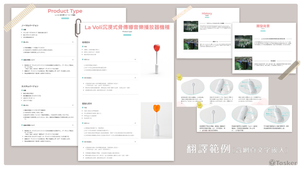 內容：翻譯（日→中，含圖片、網頁文字嵌入）　作業時間：約1.5天（不含細部修改）