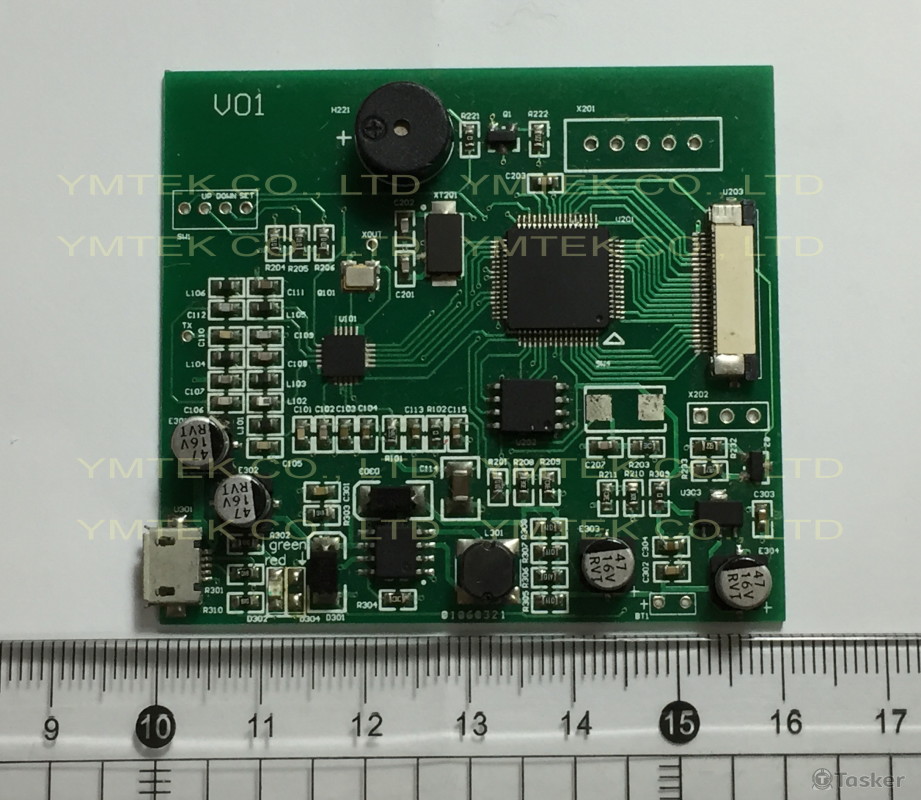 微控制器 MCU + TFT 驅動顯示 + RF 射頻接收(315/433/866 MHz) + 按鍵 + 蜂鳴器