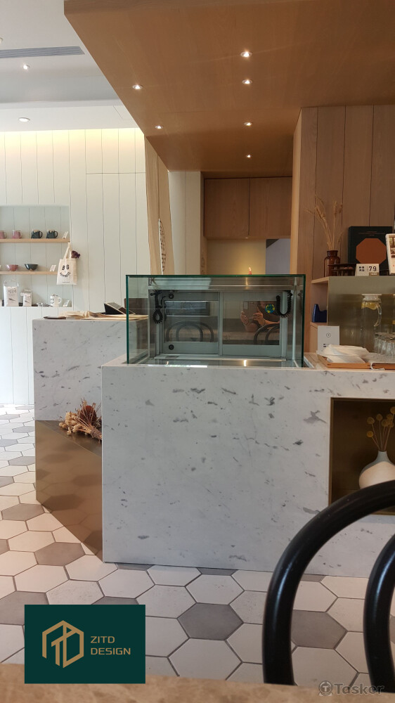 大理石包覆蛋糕櫃設計