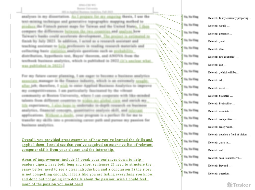 潤飾：英文自傳 Personal Statement Proofreading