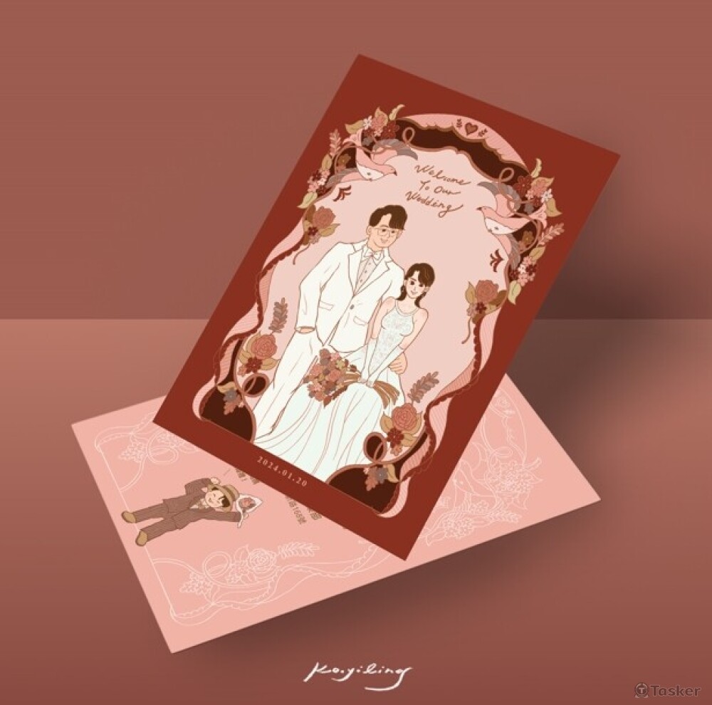 2024 復古浪漫的喜帖設計
