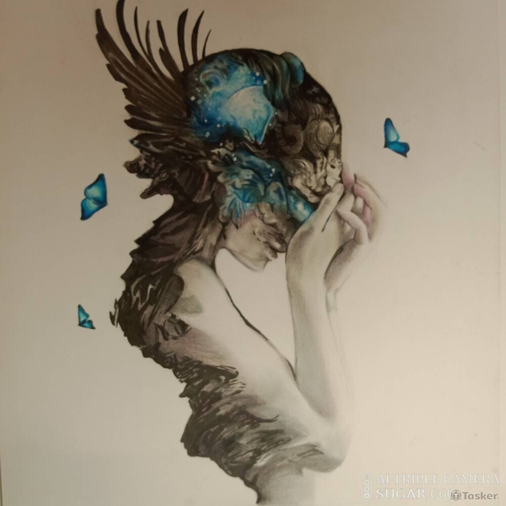 素描 麥克筆 色鉛筆