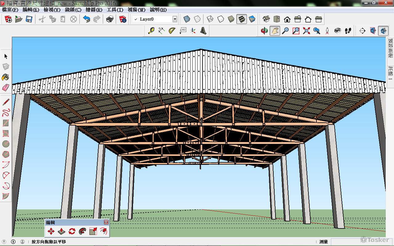 傳統產業-農舍-牛舍-屋頂主結構接合示意圖