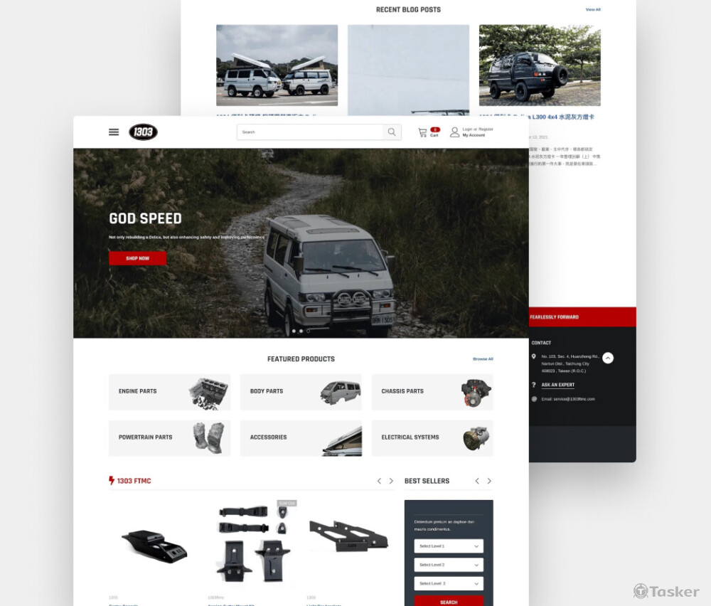 以Shopify打造，清晰分類與多語系介面助玩家升級改裝。