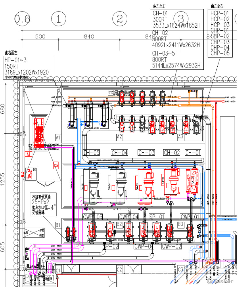 冰機房管路平面圖