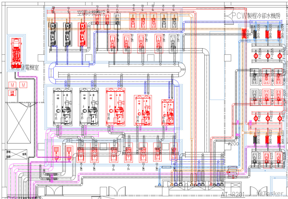 冰機房管路平面圖