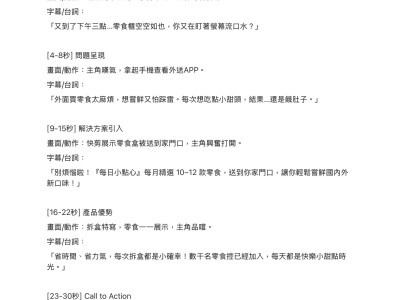 行銷企劃短影片腳本示範作品