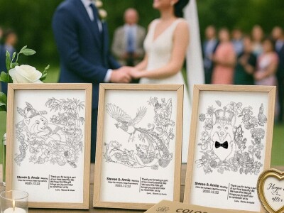 婚禮著色卡片套組