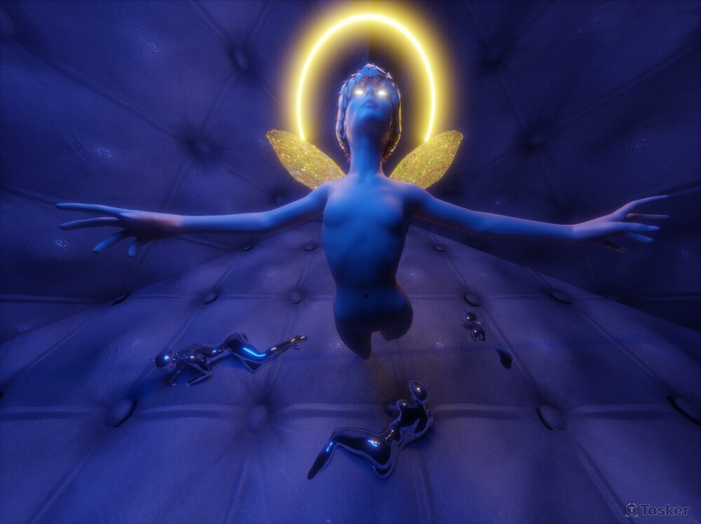 daz 3d製作人型，blender整合空間及打光