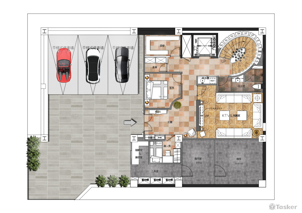 陽明山別墅B1-平面規劃彩現