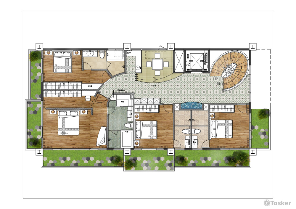 陽明山別墅2F-平面規劃彩現