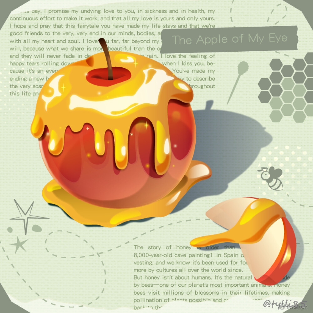 甜點插圖-蜂蜜蘋果