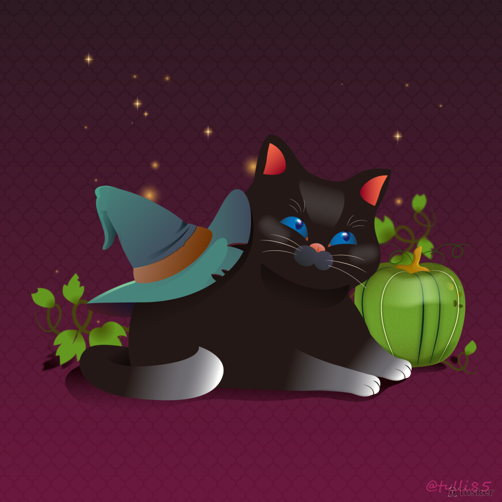 系列插圖-黑貓魔法師