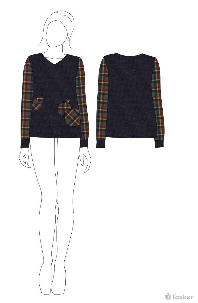 日系風格拼接上衣