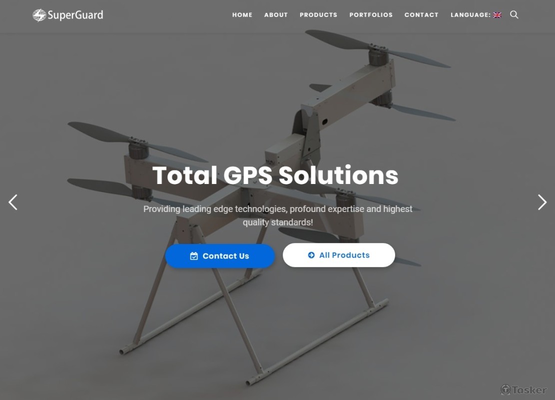 RWD多國語系網站，強調科技風與商品規格介紹。https://www.superguard.com.tw/en/