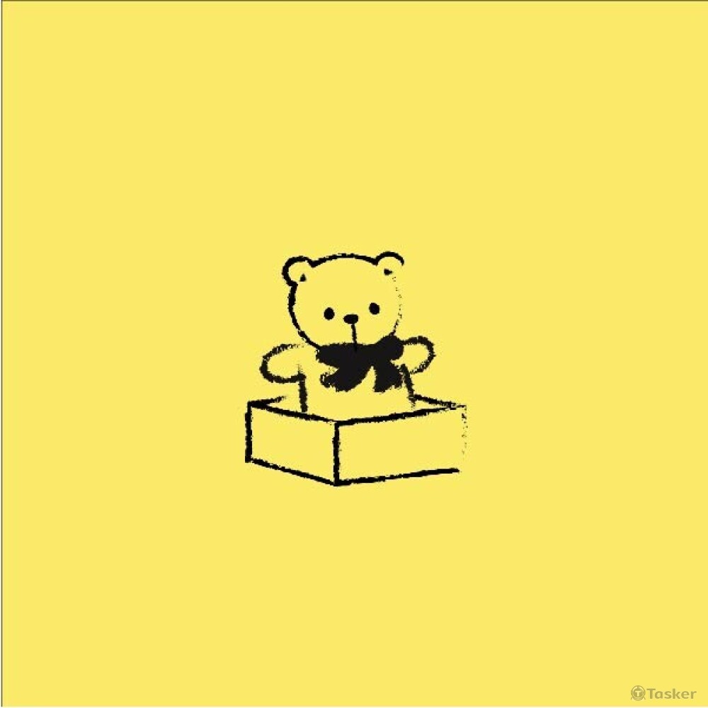 小熊在盒子裡/仿用蠟筆畫