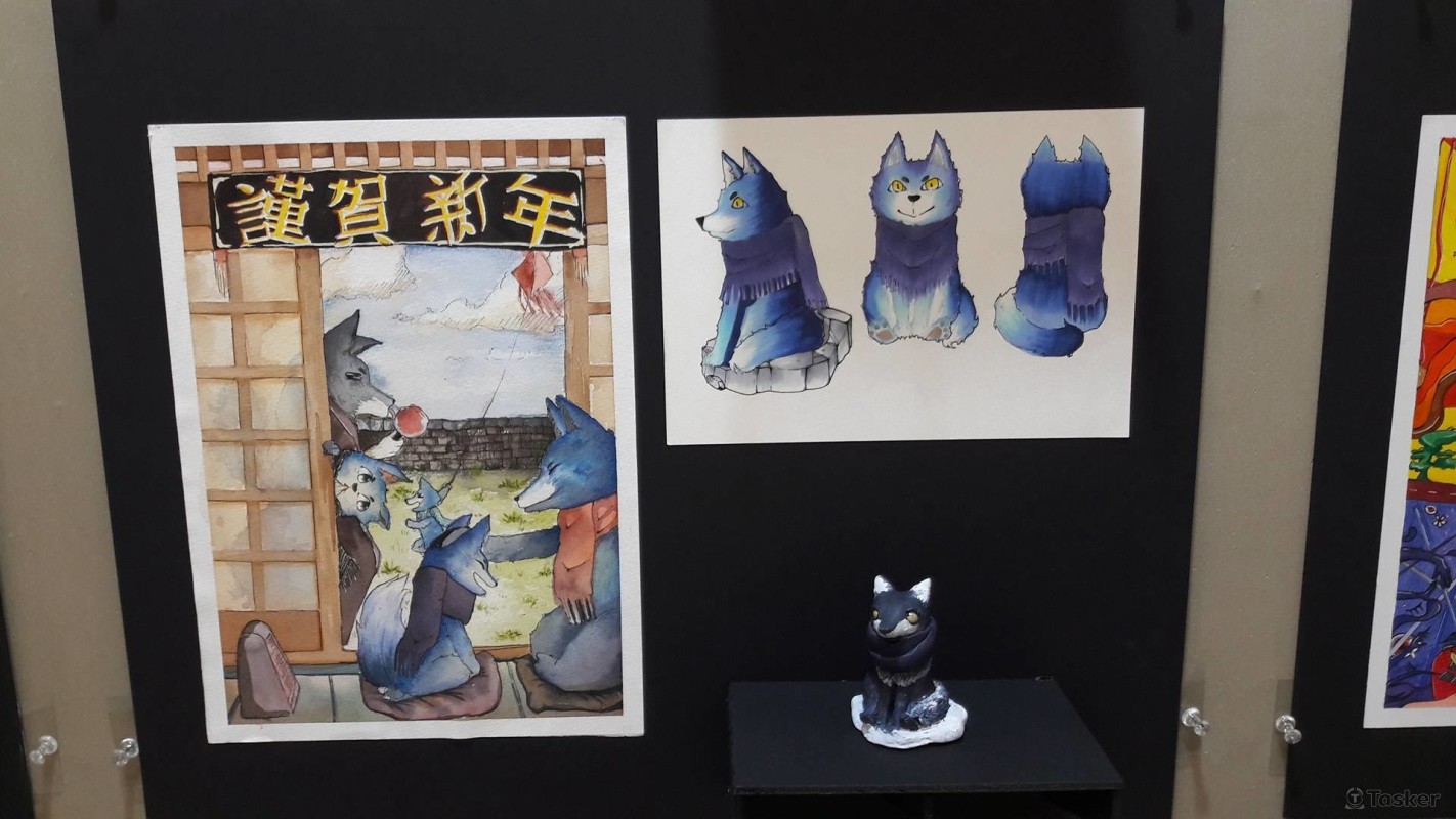 以雕塑作為形象的插畫畫作