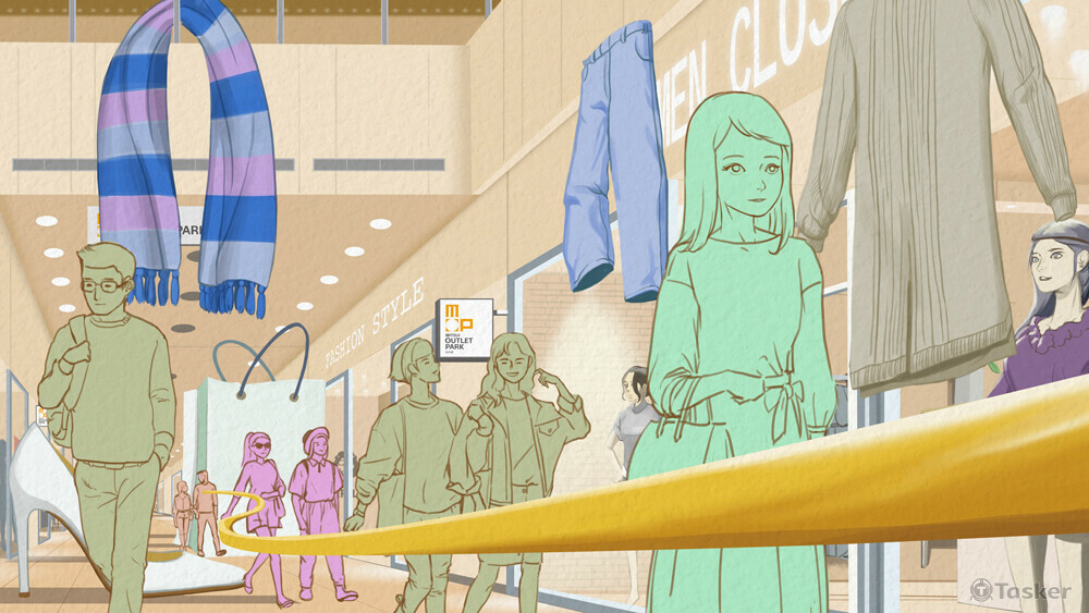 三井 outlet 廣告插畫素材 細畫背景