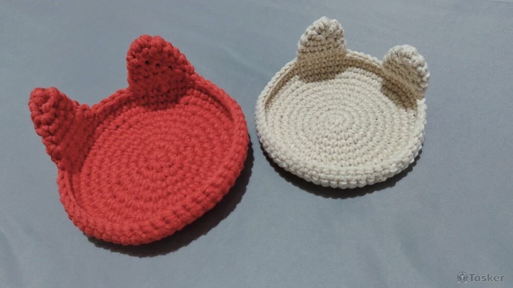 鉤針編織貓耳置物盤