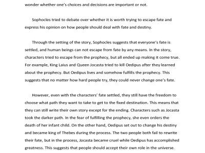 The Role of Choice and Oedipus’ Self-inflicted Blindness in Oedipus the King