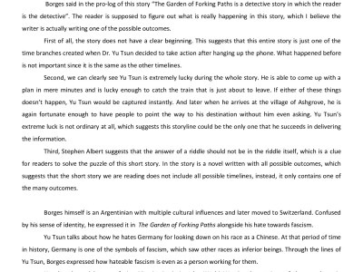 The Possible Outcomes and History Settings in The Garden of Forking Paths