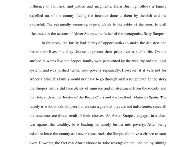 The  Pride of the Poor in William Faulkner’s Barn Burning