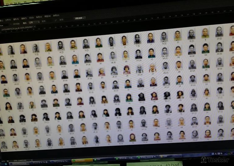 大批黑白轉彩照片(不方便公開，模糊處理)