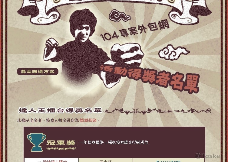 104專案外包網「企劃達人擂台」冠軍