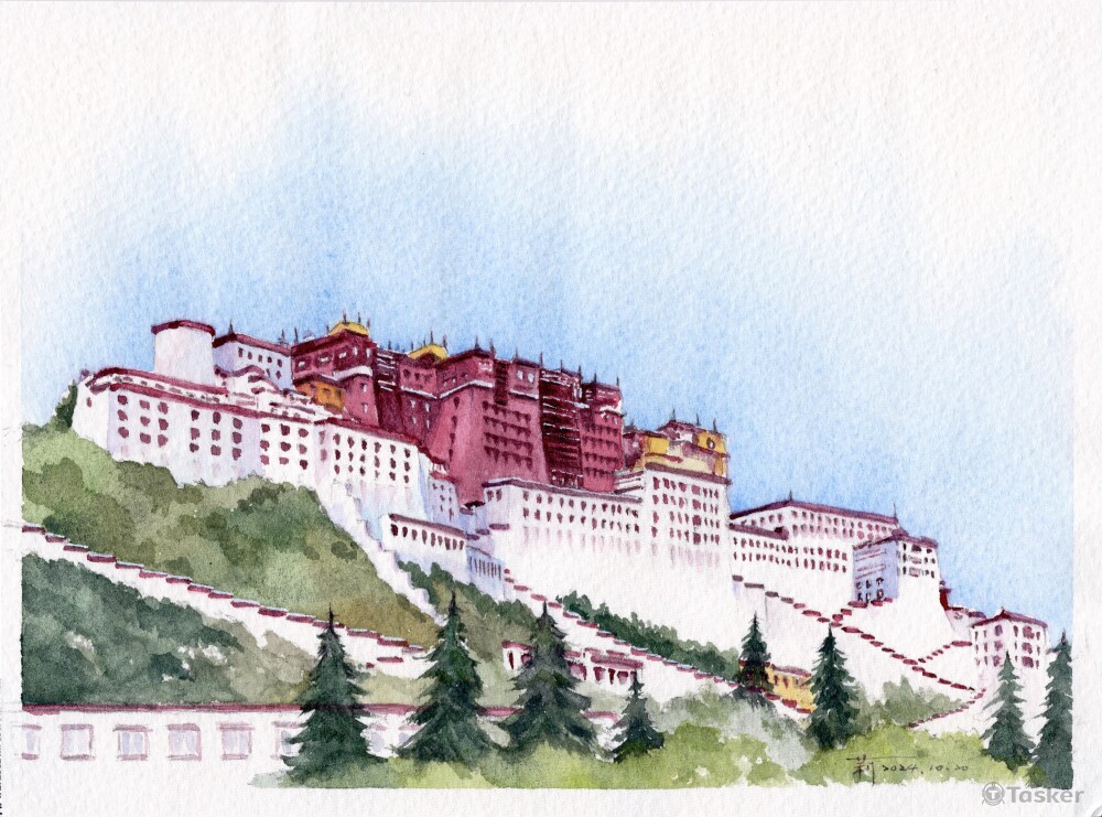布達拉宮 水彩32開