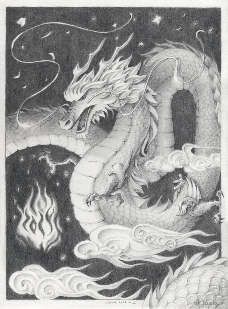 鉛筆素描A4. 2024龍年