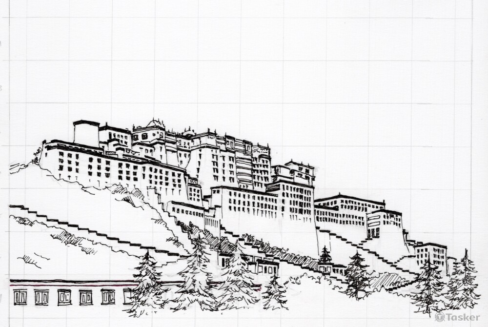 布達拉宮 中性筆手繪32開