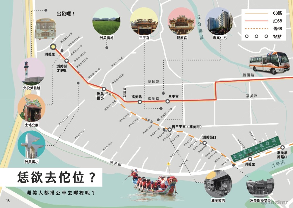 洲美社區實習＿洲美68路公車行徑圖