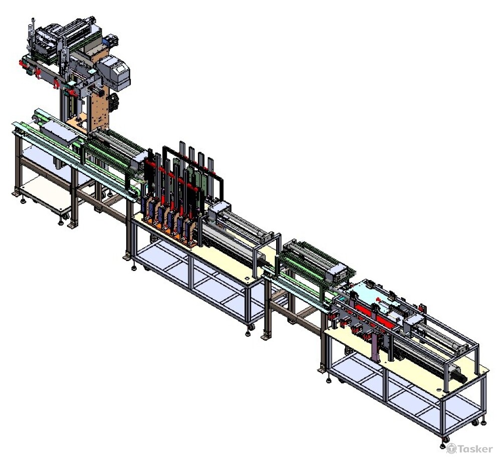 電池組裝-->極耳整列-->端子台壓合-->極耳彎折-->極耳滾壓