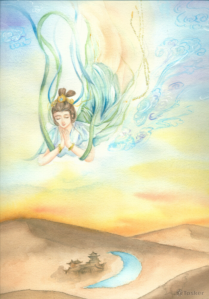 敦瑝月牙湖插畫 水彩