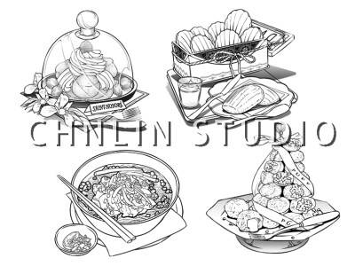 LOVE FOOD線條插畫