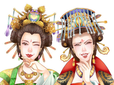 華麗古風仕女圖人物插畫