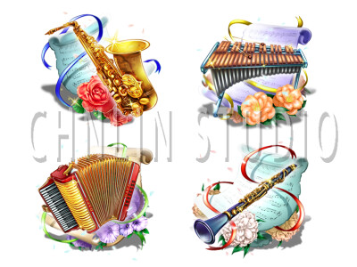 音樂的力量(樂器插畫)