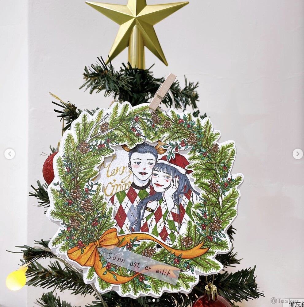 聖誕節花圈卡片