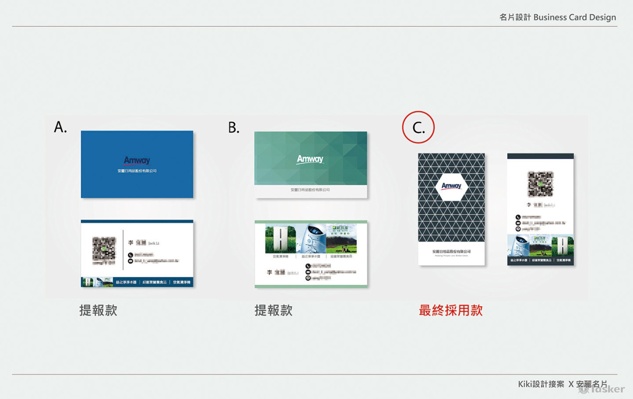 安麗名片設計
尺寸: 92*56mm
風格:專業且信任感
材質:單面局部光