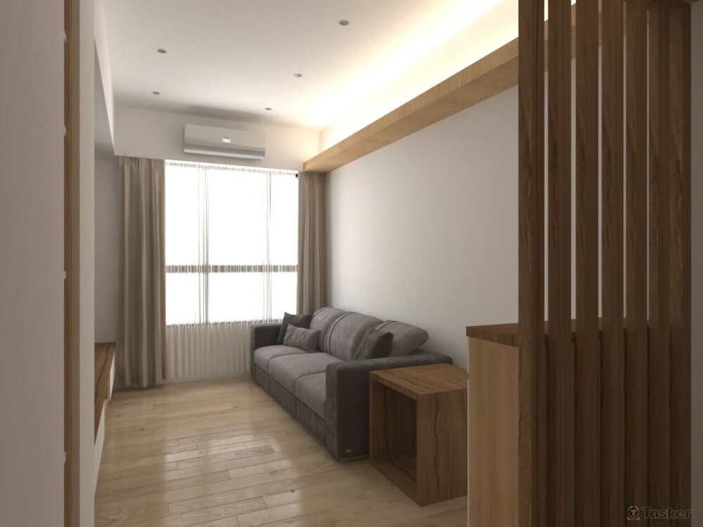 客廳沙方上方木紋間照視角