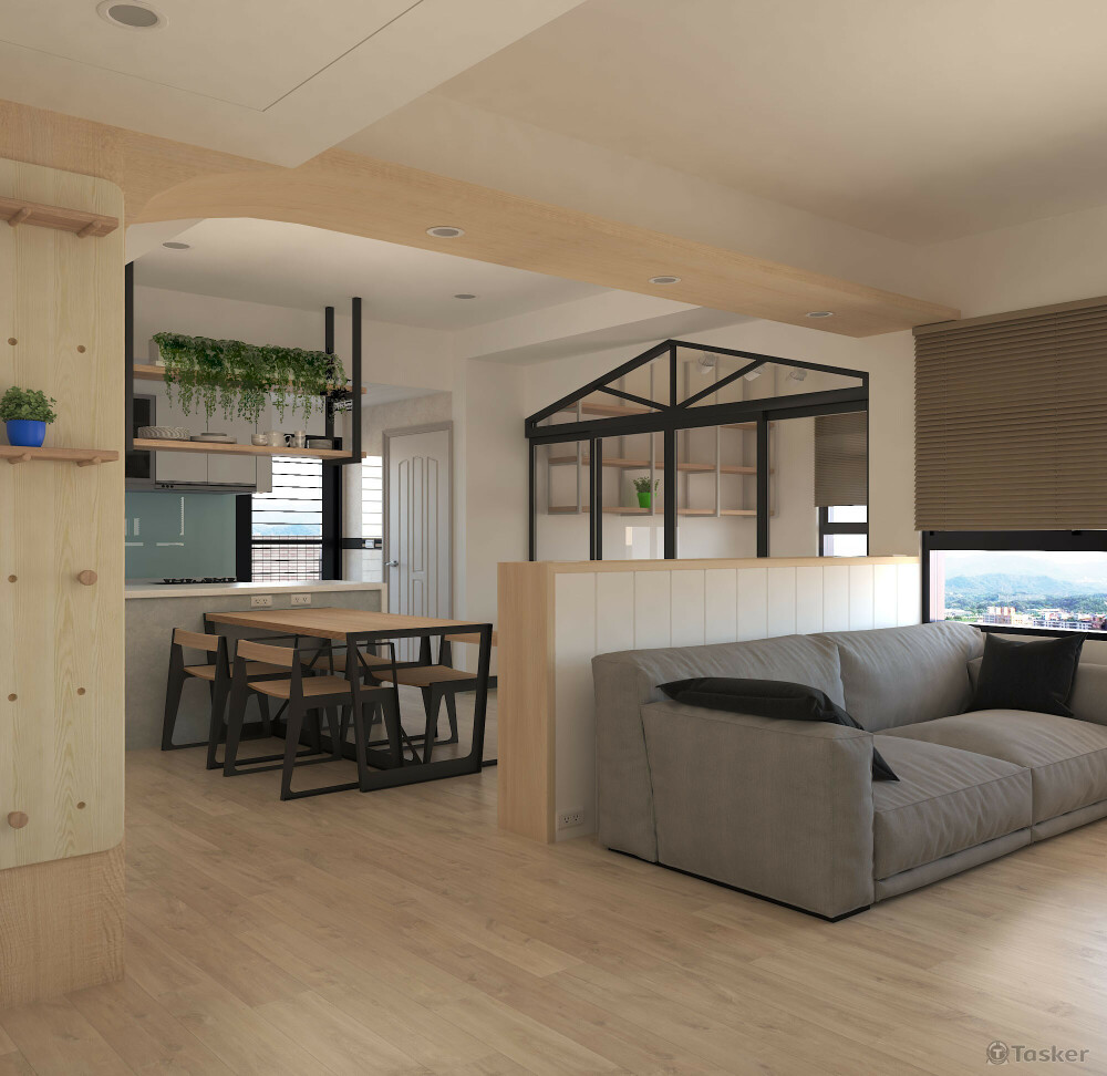 客廳連接廚房視角