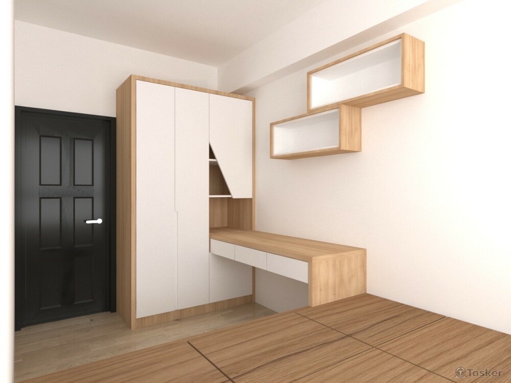 次臥上掀式架高木地板