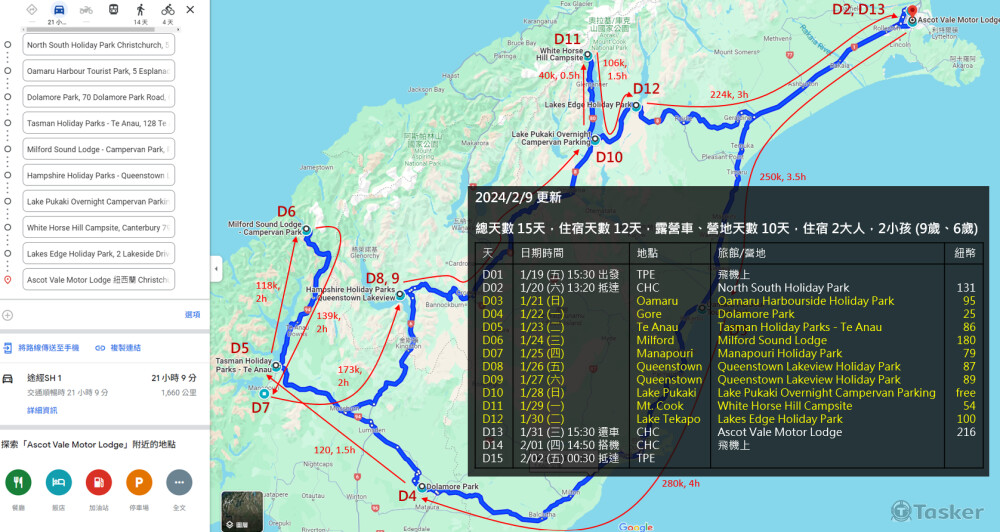 紐西蘭南島15日，10日住露營車