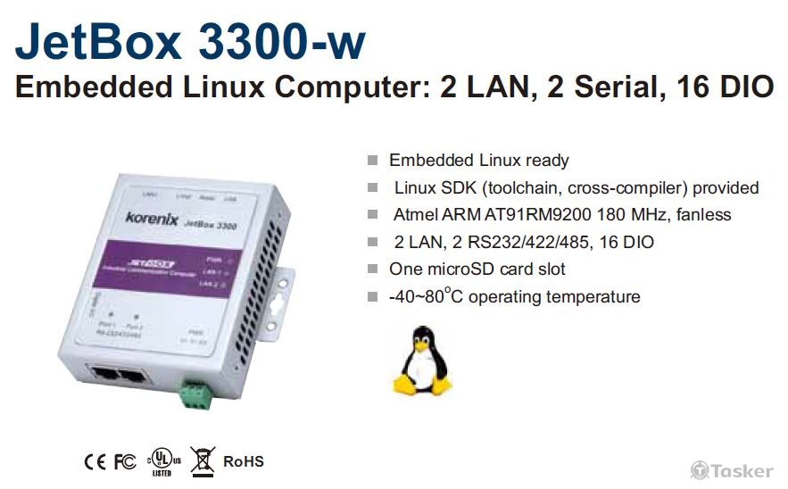 Embedded Linux Computer: 2 LAN, 2 Serial, 16 DIO