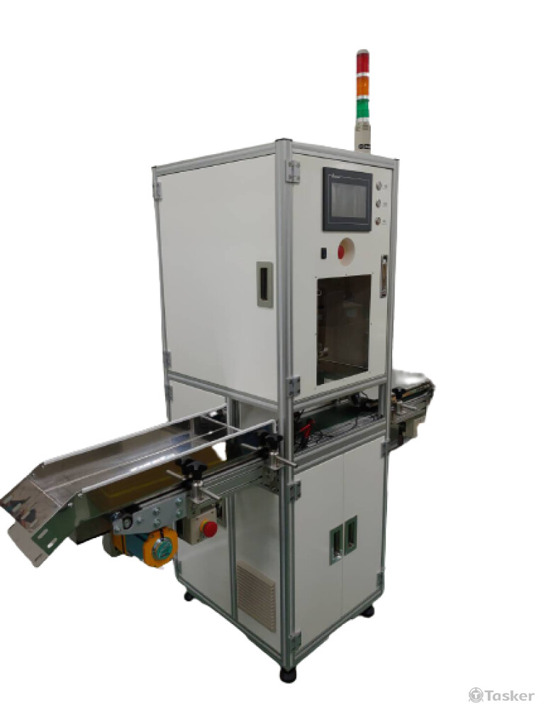 主要功能說明：  判別產品OK、NG後，自動貼上標籤貼紙、全機數位化