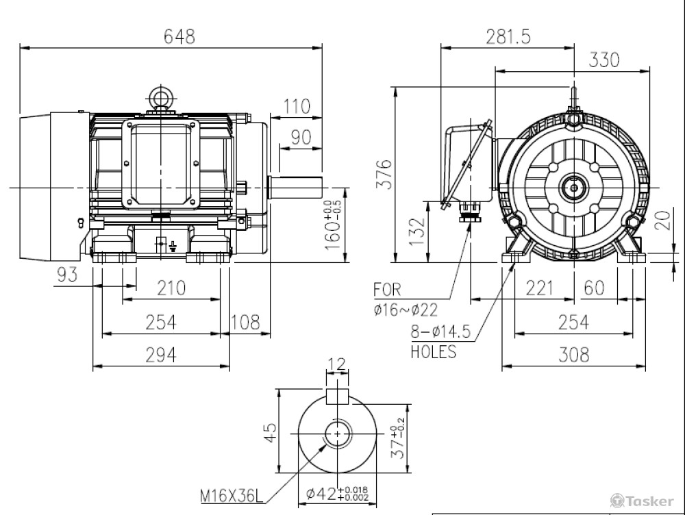 馬達外觀及主軸外觀尺寸