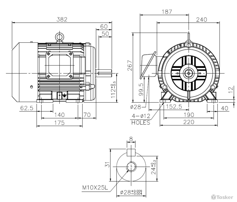 馬達外觀及主軸外觀尺寸